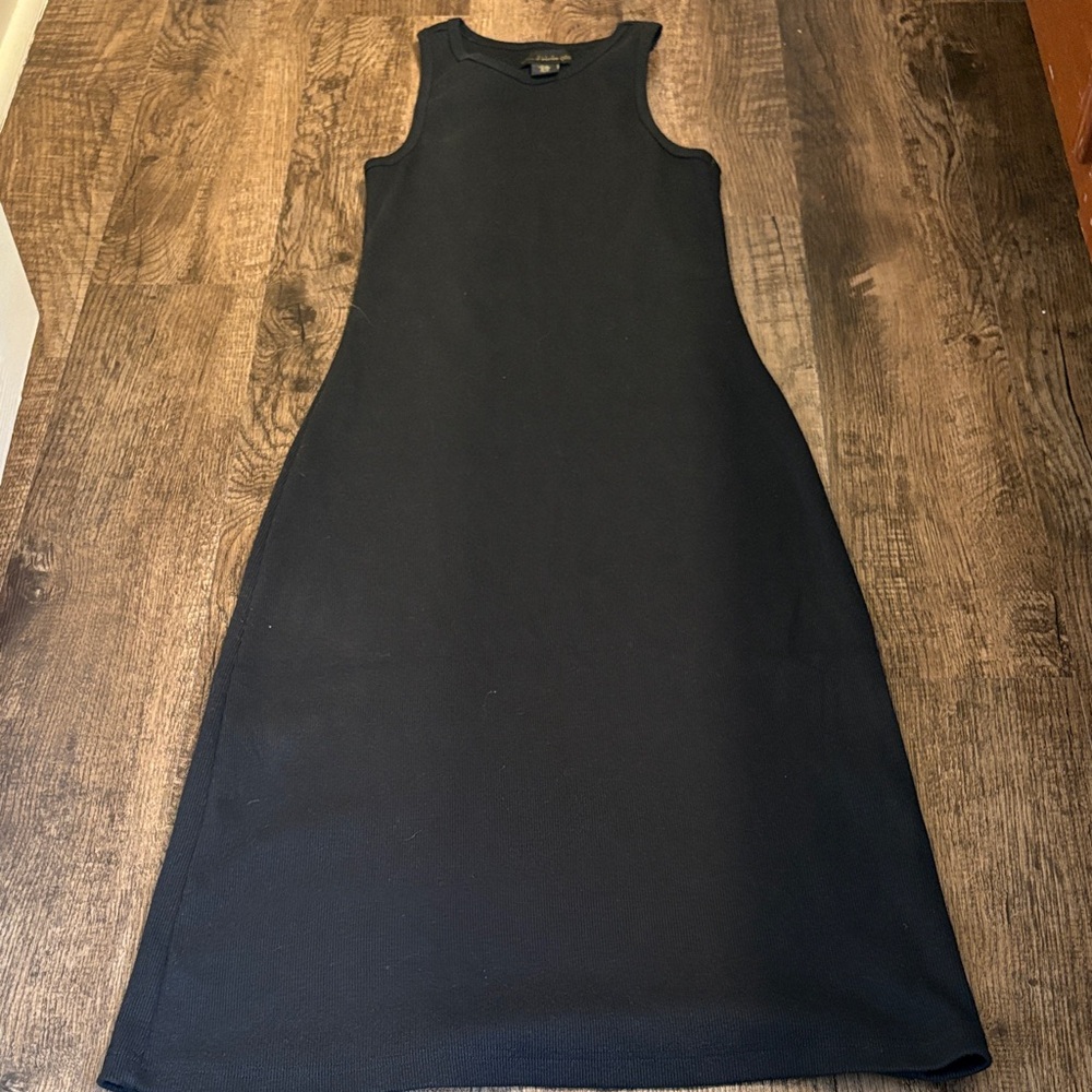 House of Harlow 1960 Black Ribbed Sleeveless Tank Razorback Maxi Dress